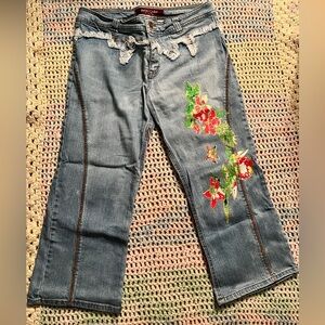 Baby Phat Flowered Cropped Jeans